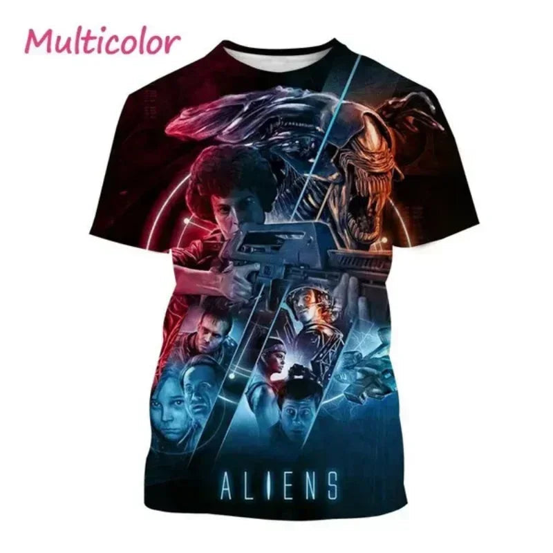 Fashion Men Clothing New Alien Creature 3D Print T-shirt Personalized Casual Oversized T Shirt Harajuku Street Unisex Tops Tees Elk-Valley 3D