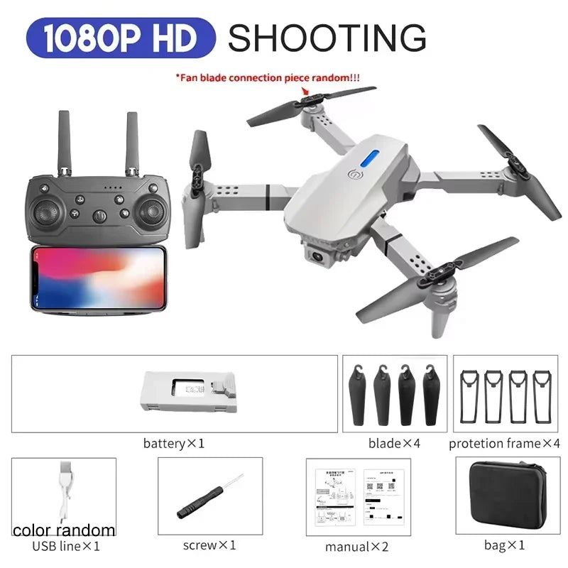 2026 E88 HD 4K RC Drone with Wide Angle Camera Foldable Helicopter Quadcopter Aircraft for Kids Professional Gift Toy by KBDFA Elk-Valley 3D