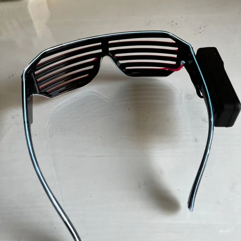 Wireless LED Glowing Glasses Cool Colorful Neon Glasses Double Colors Glow-in-the-dark Luminous Glasses Halloween Costumes Elk-Valley 3D