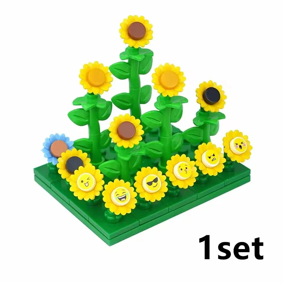 DIY Plant Tree City Bricks Assemble MOC Pine Christmas Tree Model Building Blocks Educational Sunflower Brick For Children Gifts Elk-Valley 3D