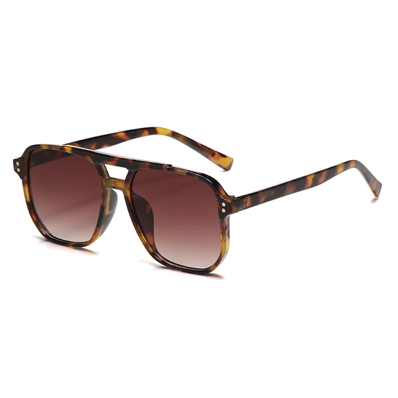 Classic Retro Oversized Pilot Sunglasses Women Vintage Double Bridge Big Oval Sun Shades Glasses Unisex Yellow Lens Eyewear Elk-Valley 3D