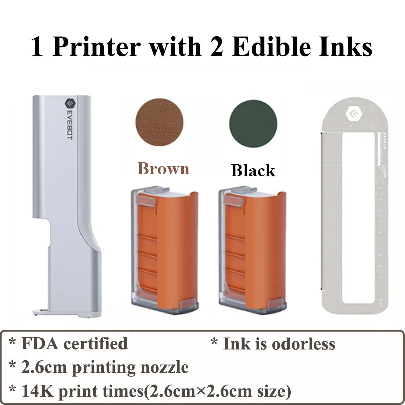Evebot Food-grade Portable PrintPen Handheld Inkjet Printer Specifically for Food Surfaces Perfect for Coffee Macaron Cakes Elk-Valley 3D