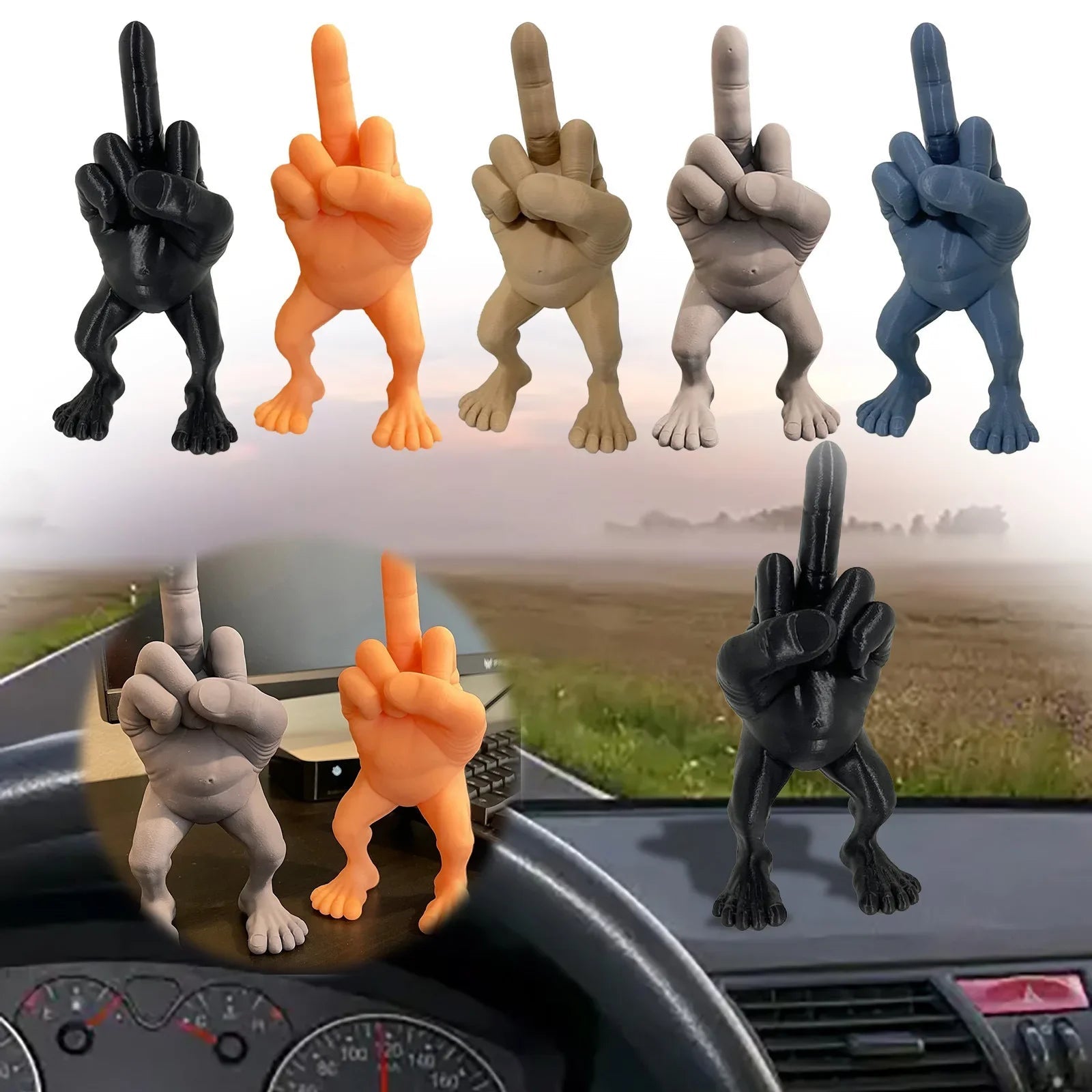 3d Printed Desktop Decorations Middle Finger with Legs Statue Car Home Office Desk Statue Decoration Ornament Funny Gag Gifts Elk-Valley 3D