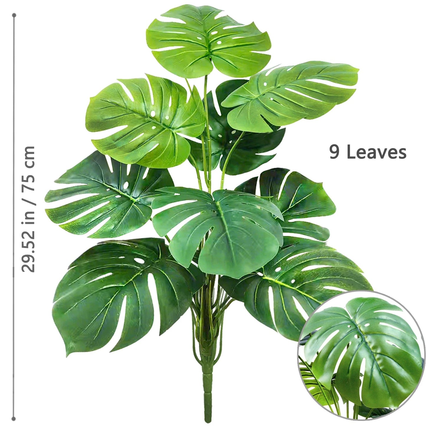 52-104cm(40.94in)  Artificial Monstera Plant Fake Palm Tree Plastic Turtle Leaf Green Plant for Home Garden Room Office Decor Elk-Valley 3D