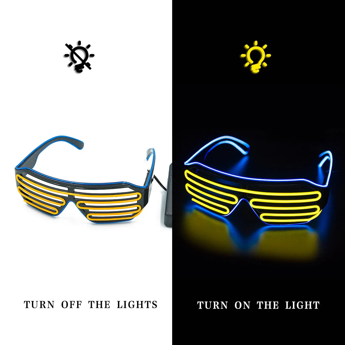 Glowing Glasses LED Gafas Luminous Bril Neon Christmas Glow Sunglasses Flashing Light Glass for Party Supplies Prop Costumes New Elk-Valley 3D