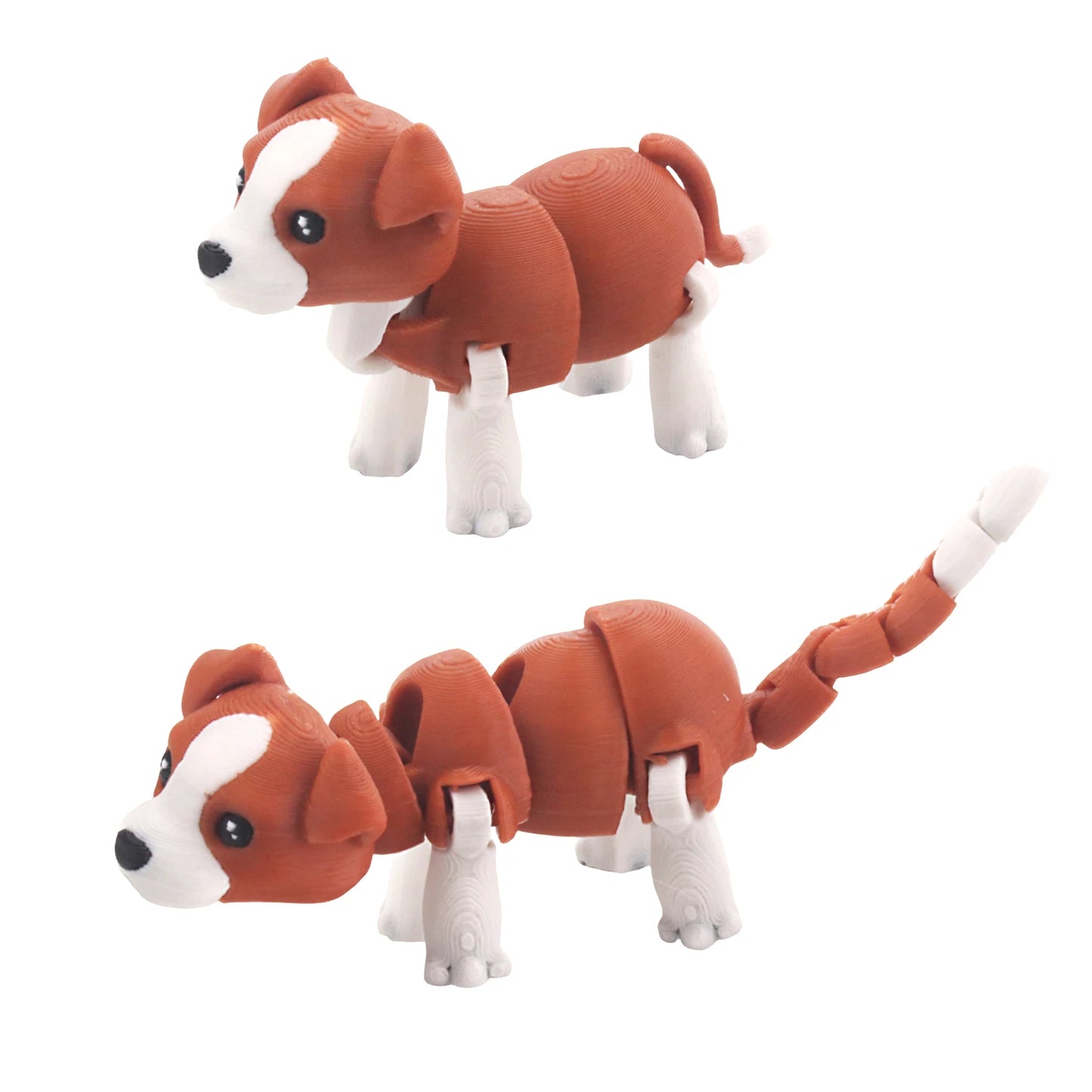 3D printed dog model, flexible animal toy statue, movable joints, home office decoration