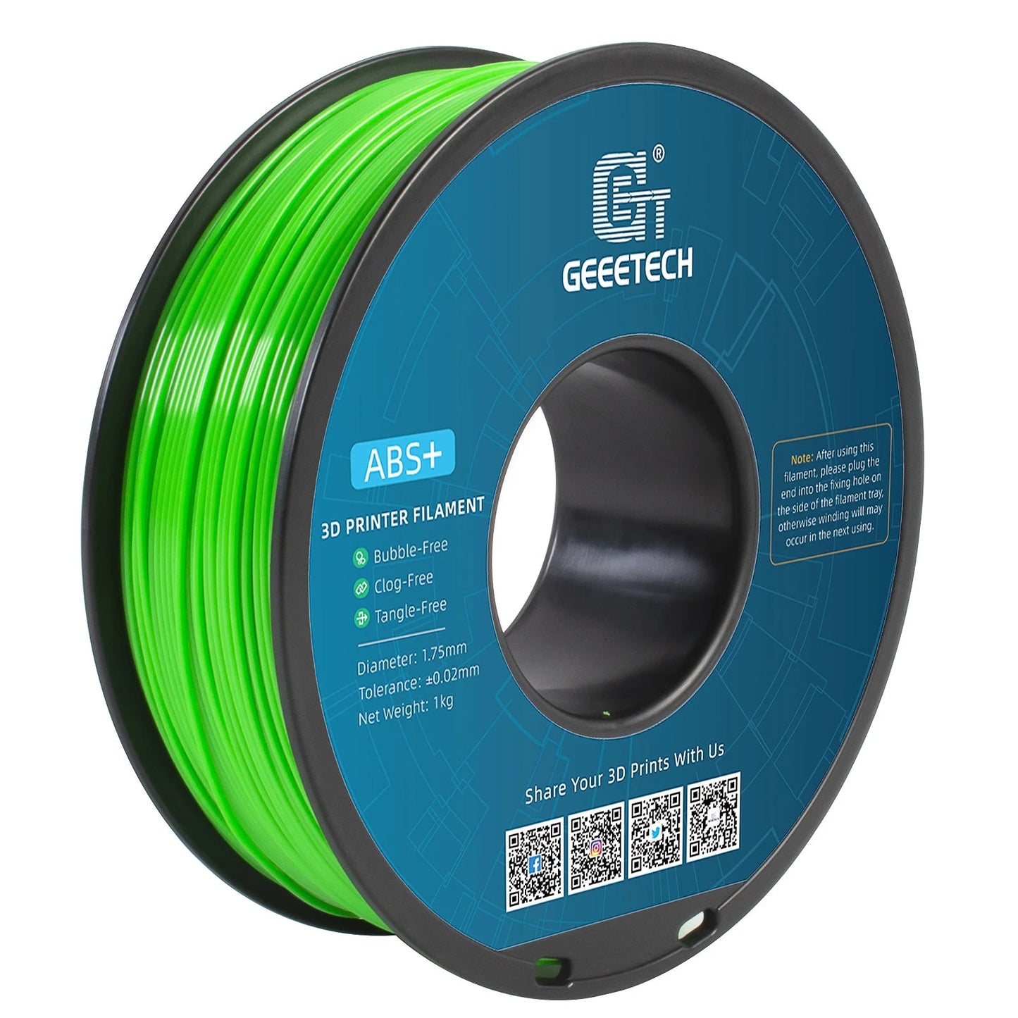 Geeetech  ABS+ 3D Filament 1.75mm 1KG plastic, 3D Printer Material, Tangle-Free, Non-Toxic, Vacuum Packaging White Black Elk-Valley 3D