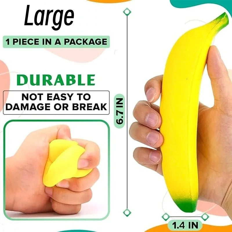 Fake Banana Squishy Toys Soft Lightweight & Durable PU Foam Fruit Squeeze Toy Fun & Relaxing with Realistic Look Funny Prop Elk-Valley 3D