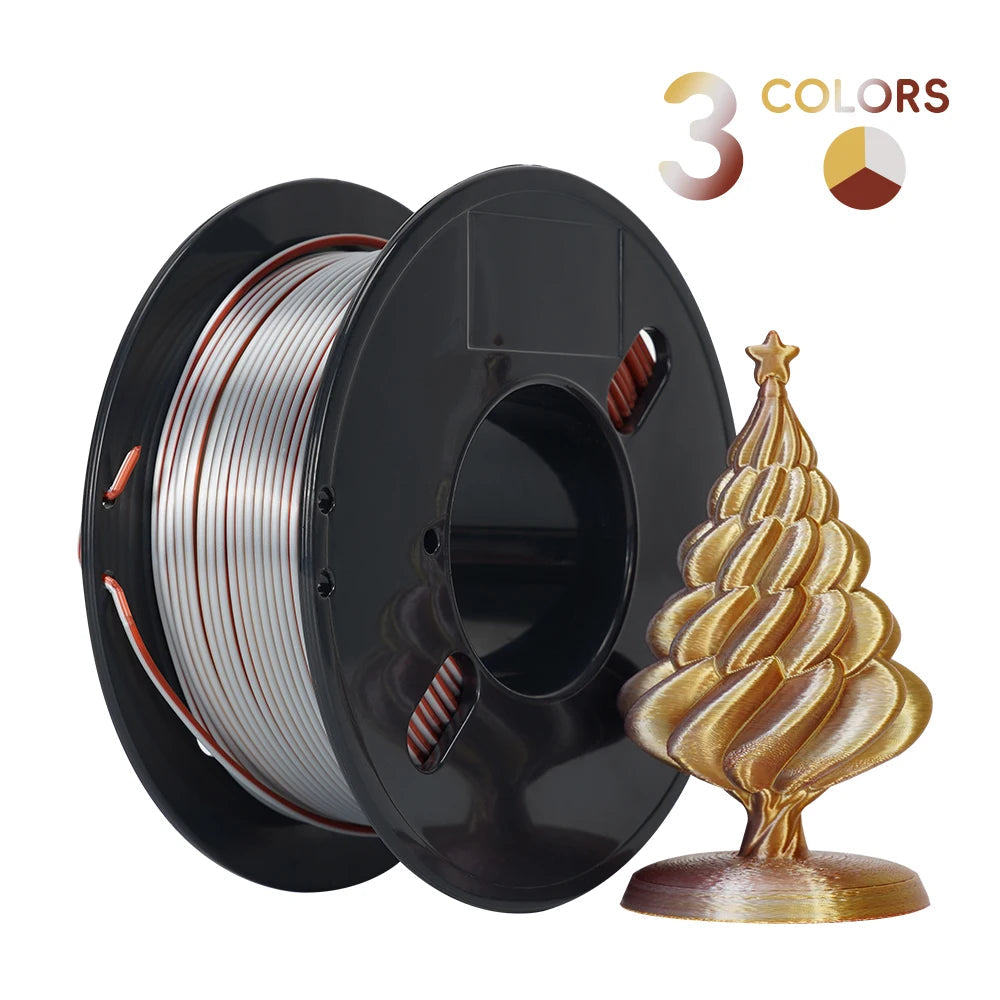 3D Printer Filament Safety Plastic Filament 200g Tri-Color Silk Rainbow PLA Filament 1.75mm Accuracy+/-0.02m 3D Printer Filament Elk-Valley 3D