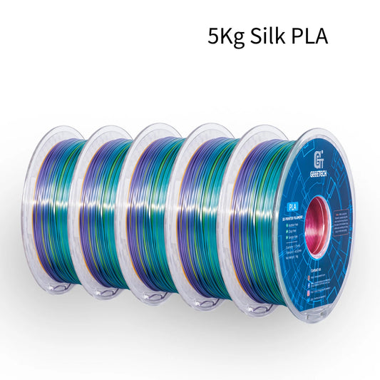 GEEETECH 5Rolls 3D Silk PLA Filament 1Kg/roll 1.75mm Spool Wire For 3D Printer Material,Vacuum packaging,Safety Elk-Valley 3D