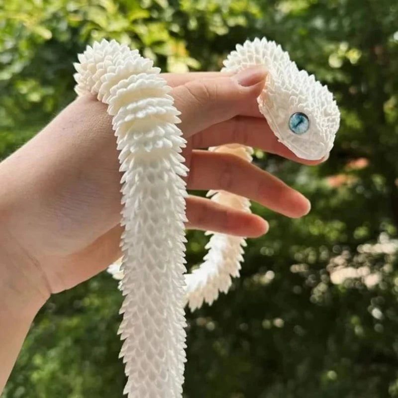 2026 New 3D Printed Snake Realistic Snake Statue Movable Joint Fidget Toys Simulation Snake Year Desk Ornament Animal Model Gift Elk-Valley 3D