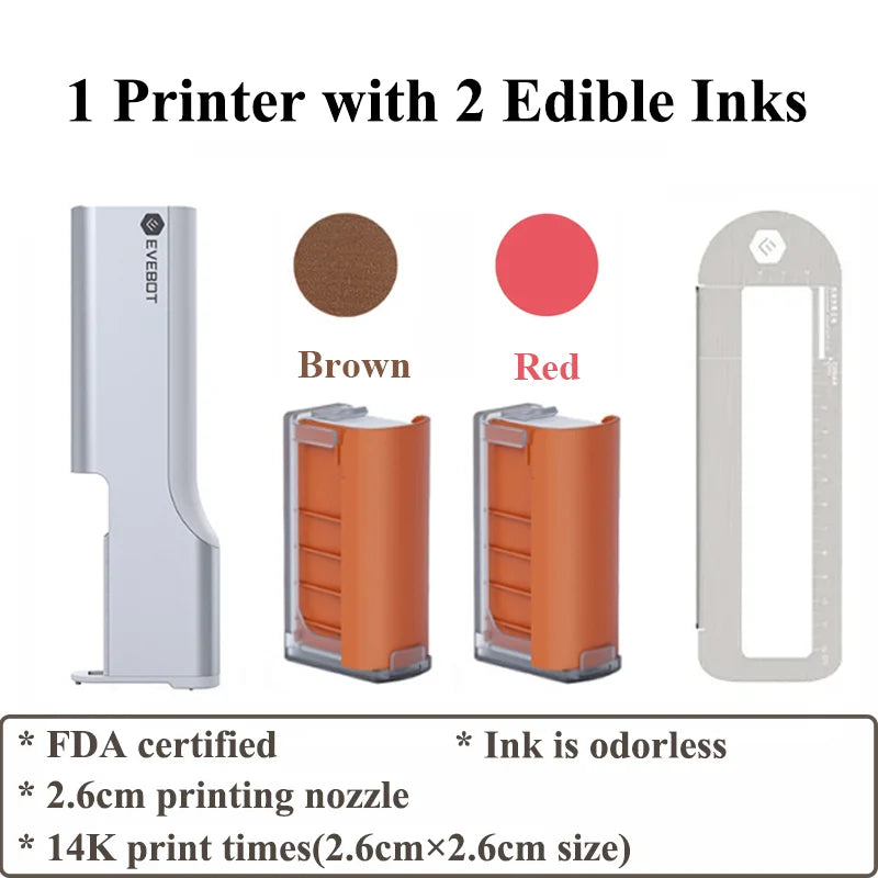 Evebot Food-grade Portable PrintPen Handheld Inkjet Printer Specifically for Food Surfaces Perfect for Coffee Macaron Cakes Elk-Valley 3D