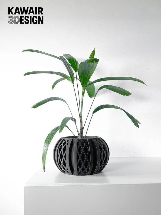 Sustainable 3D Printed Flower Pot Square Line Texture Rhombus Pattern Home Decor Stylish flower pot Elk-Valley 3D