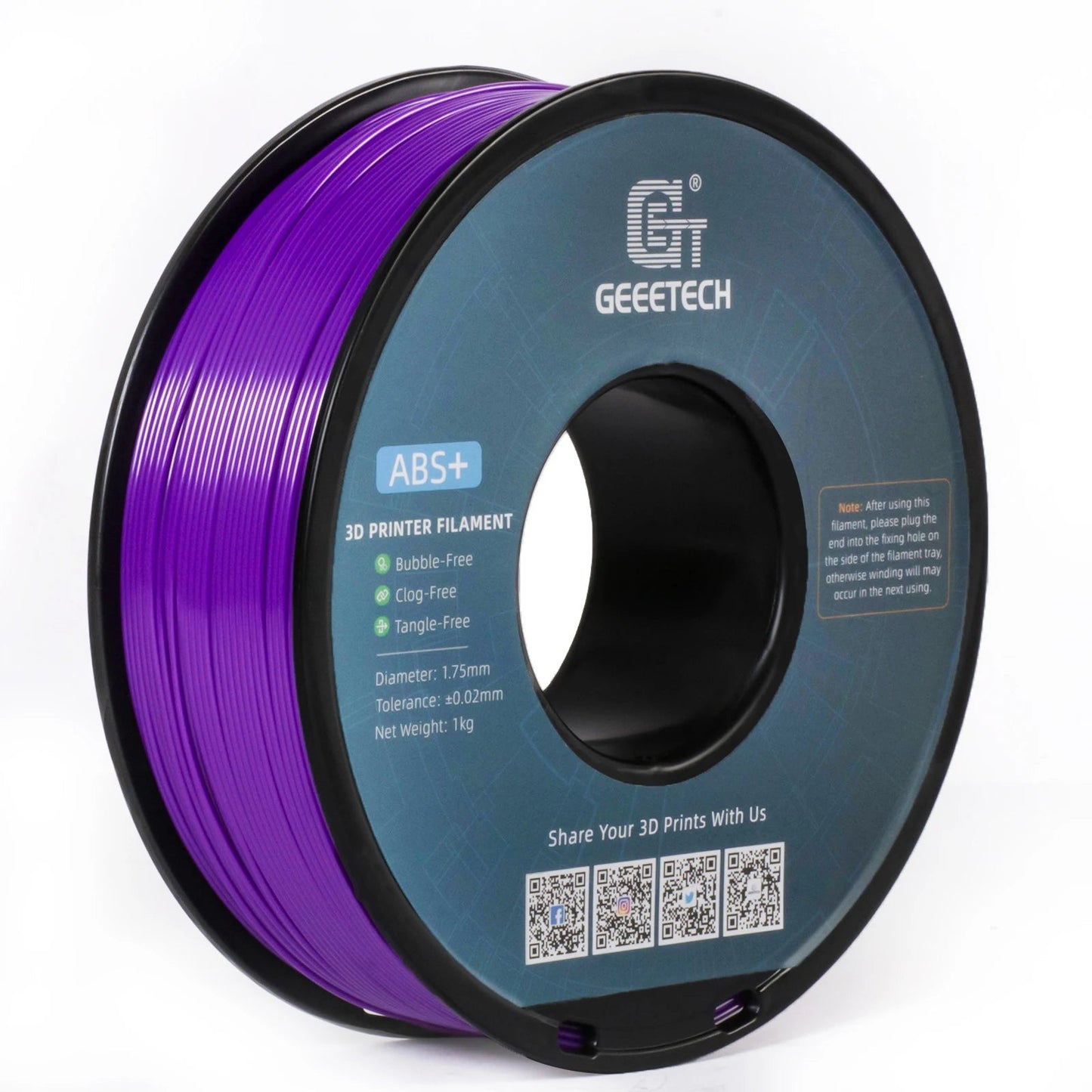 Geeetech  ABS+ 3D Filament 1.75mm 1KG plastic, 3D Printer Material, Tangle-Free, Non-Toxic, Vacuum Packaging White Black Elk-Valley 3D
