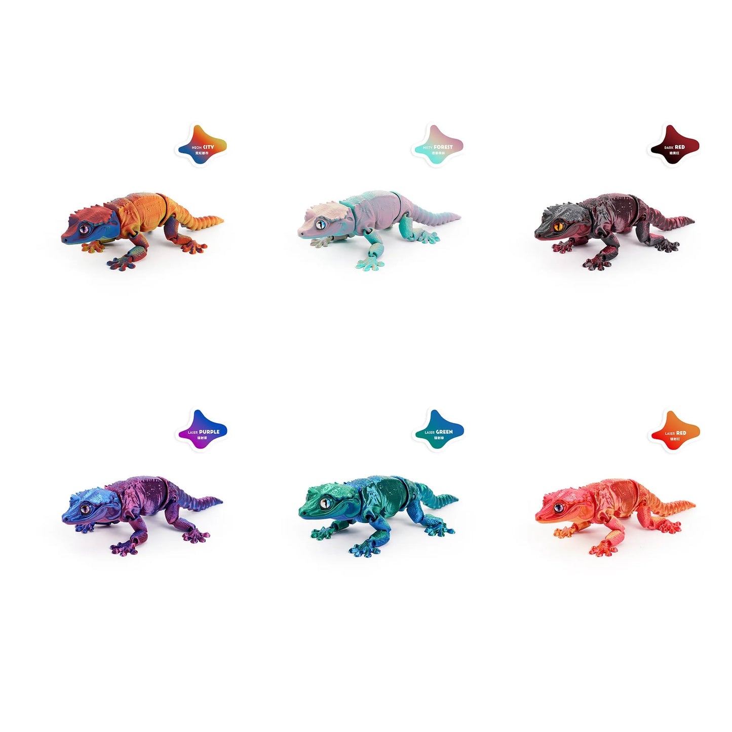 3D Printing Creative Phoenix headed Lizard Animal Ornament Cute Cute Pet Lizard Movable Integrated Joint Animal Miniatures Elk-Valley 3D