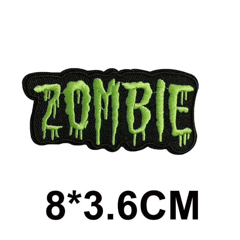 5PCS/ Text Clothing Stickers Fabric Applique Embroidery Iron On Patches,Punk Rock Music Band Badges Clothes Striped Sewing Patch Elk-Valley 3D