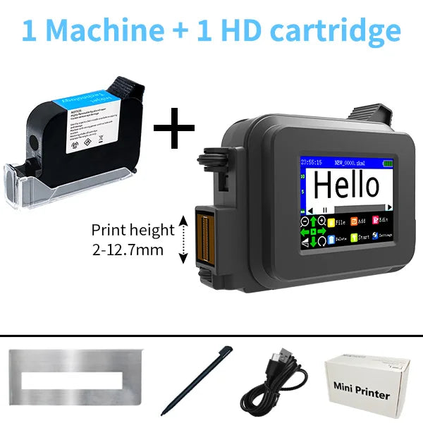 Iottim 12.7mm Mini Portable Inkjet Printer Small Business Date Label Printer QR code Logo Batch Number Elk-Valley 3D