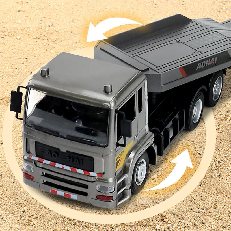 RC Flat Truck Model 9Channels Alloy 1:20 2.4G Remote Control Car Simulation Engineer Vehicle Trailer Boy Kid Toy Gift Elk-Valley 3D