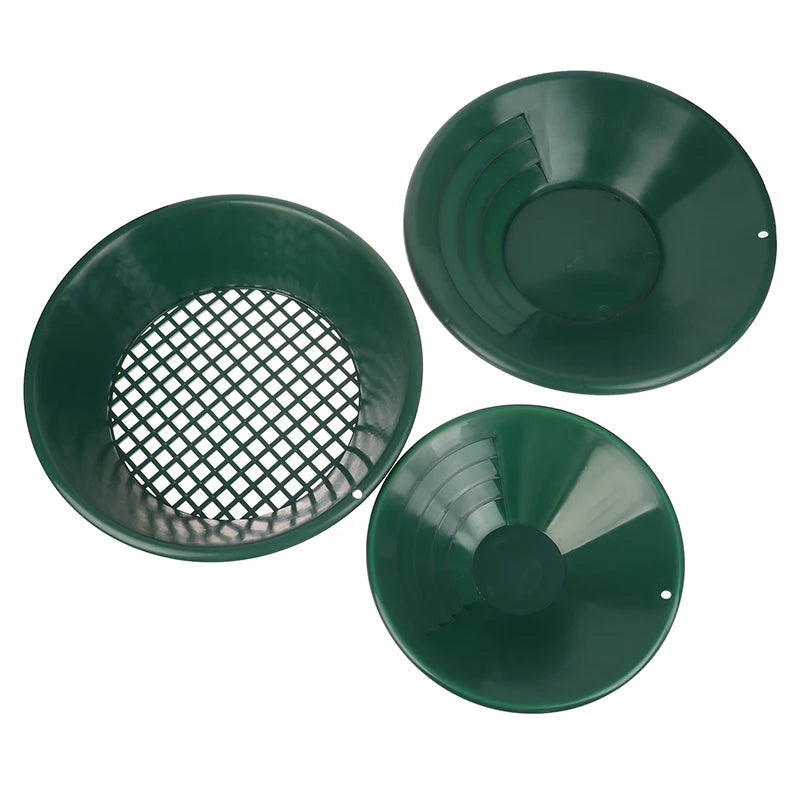 10/14/15 inch Washing Gold Panning Machine Screen Mining Screen Metal Detection Tools Sieve Gold Pan Green Plastic Bowl Elk-Valley 3D