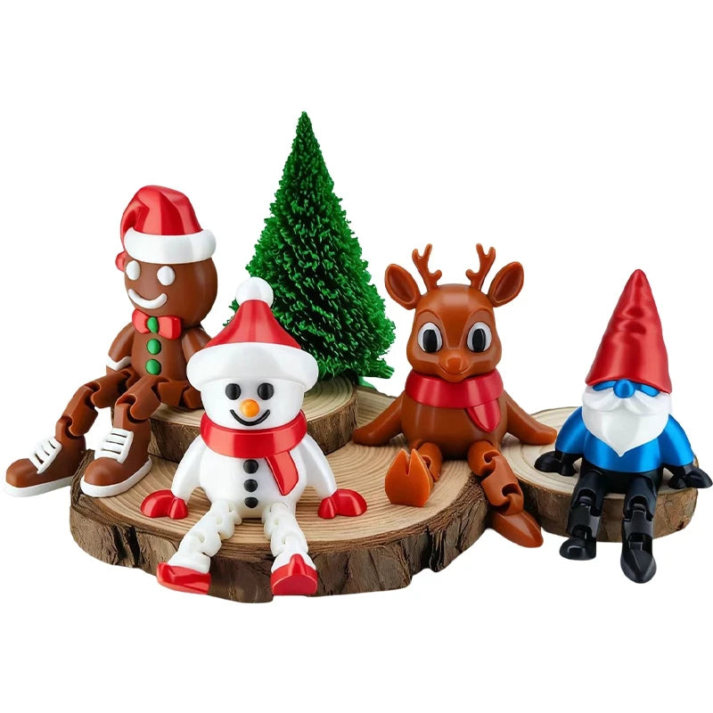 3D Printed Christmas Tree Movable Santa Claus Snowman Desktop Ornament New Year Christmas Decorations Crafts Children Gift Elk-Valley 3D
