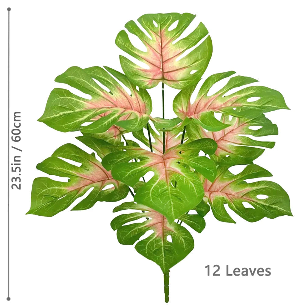 52-104cm(40.94in)  Artificial Monstera Plant Fake Palm Tree Plastic Turtle Leaf Green Plant for Home Garden Room Office Decor Elk-Valley 3D