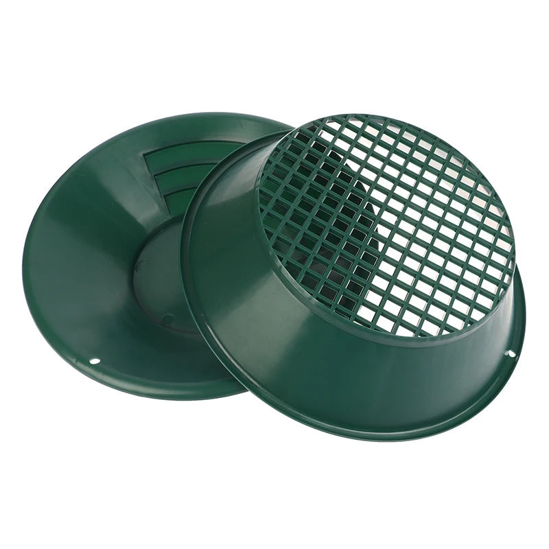 10/14/15 inch Washing Gold Panning Machine Screen Mining Screen Metal Detection Tools Sieve Gold Pan Green Plastic Bowl Elk-Valley 3D