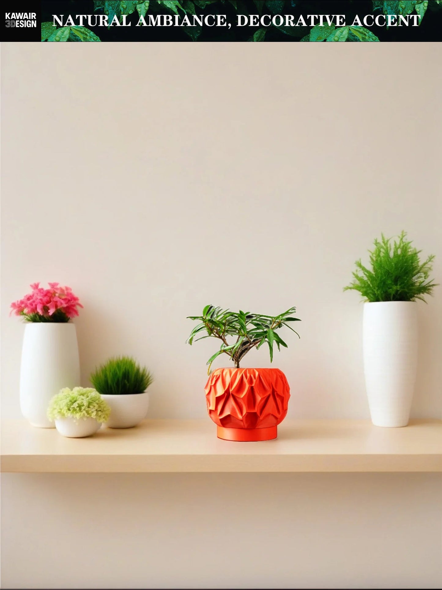 Eco-Friendly 3D Printed Flower Pot Rhombus Line Texture Square Style Artistic Home Decor maceta Elk-Valley 3D
