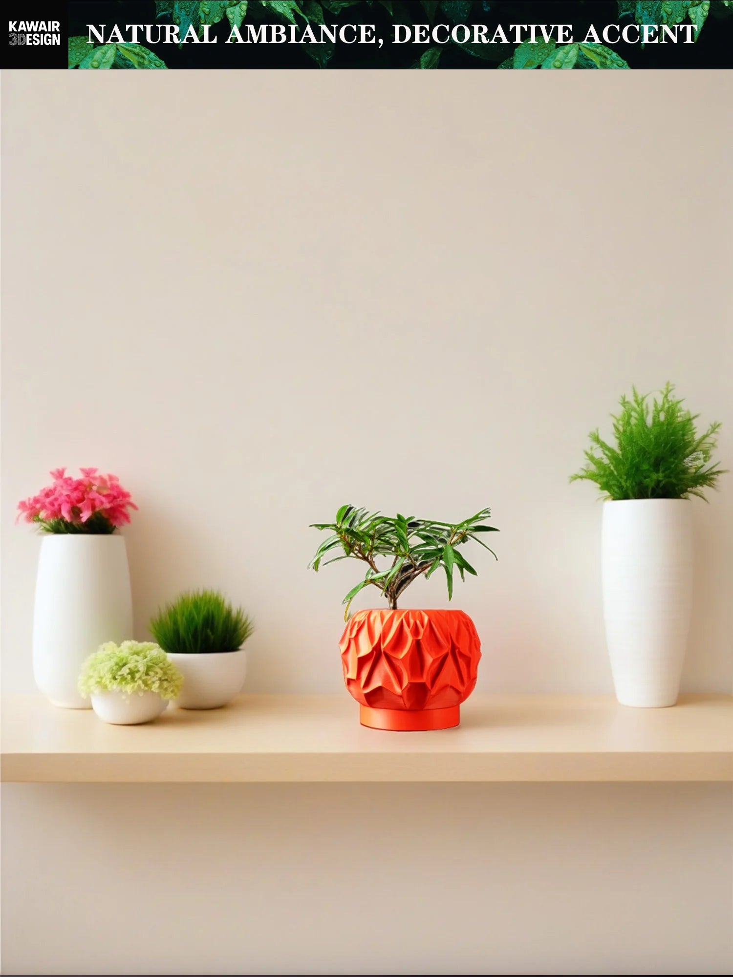 Eco-Friendly 3D Printed Flower Pot Rhombus Line Texture Square Style Artistic Home Decor maceta Elk-Valley 3D