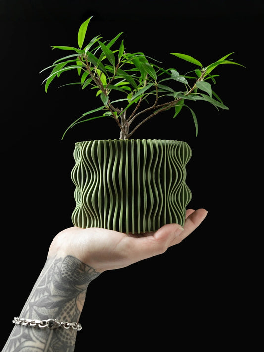 Modern Minimalist 3D Printed Plant Pot – Biodegradable Flower Planter for Home Decor, Eco-Friendly Sustainable Gift (Muxel) Elk-Valley 3D