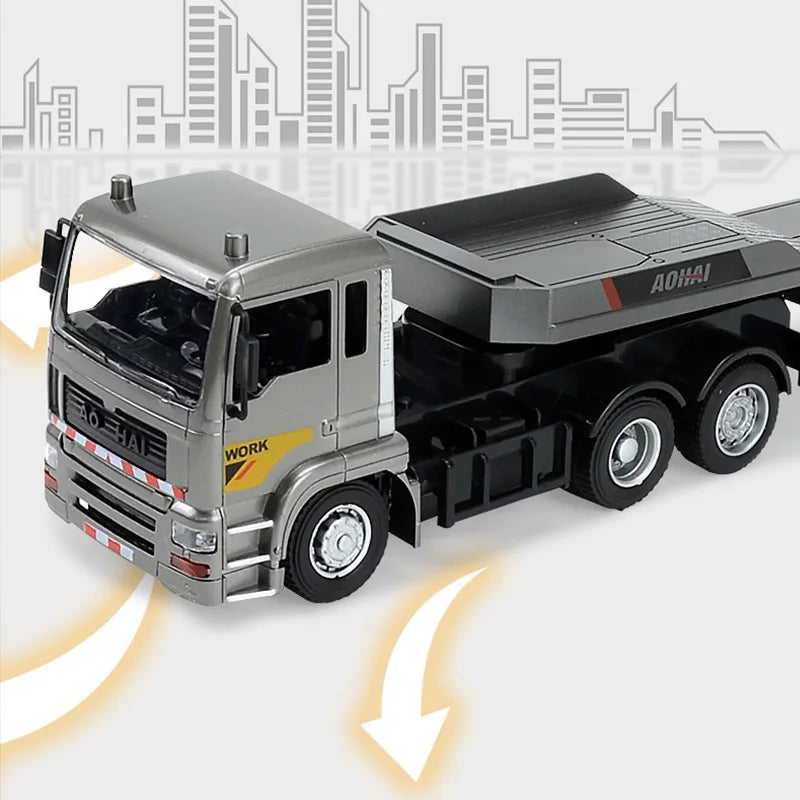 RC Flat Truck Model 9Channels Alloy 1:20 2.4G Remote Control Car Simulation Engineer Vehicle Trailer Boy Kid Toy Gift Elk-Valley 3D
