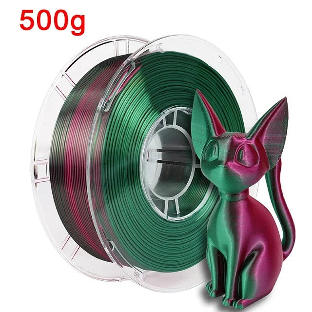 Dual Color Filament Silk PLA 1.75mm 1kg 500g 250g 3D Printer Plastic Material Two Colors Filament PLA Black Red Green Bundle New Elk-Valley 3D