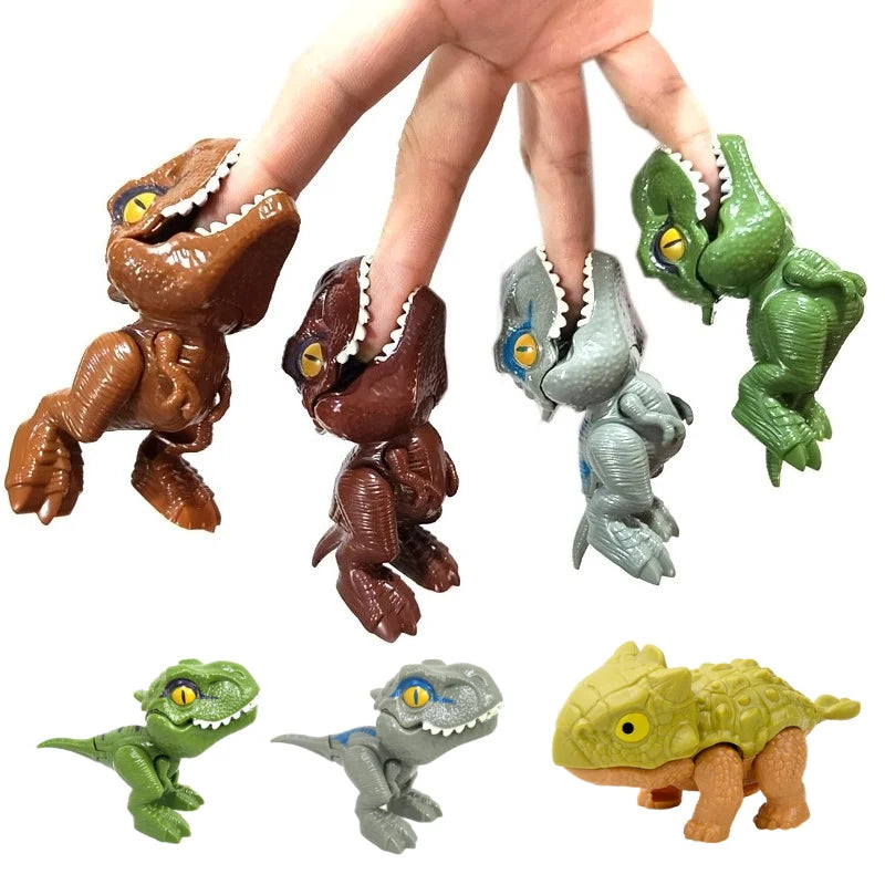 Children Jurassic Biting Finger Dinosaur Animals Model Toys Movable Joints Tricky Chameleon Hippo Kids Birthday Christmas Gifts Elk-Valley 3D