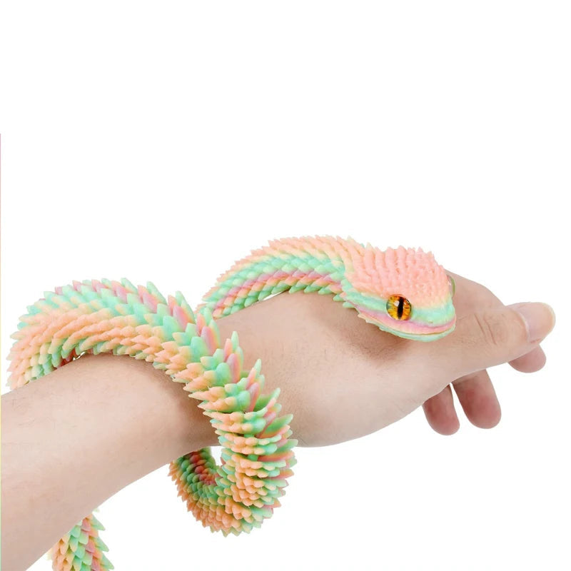 2026 New 3D Printed Snake Realistic Snake Statue Movable Joint Fidget Toys Simulation Snake Year Desk Ornament Animal Model Gift Elk-Valley 3D
