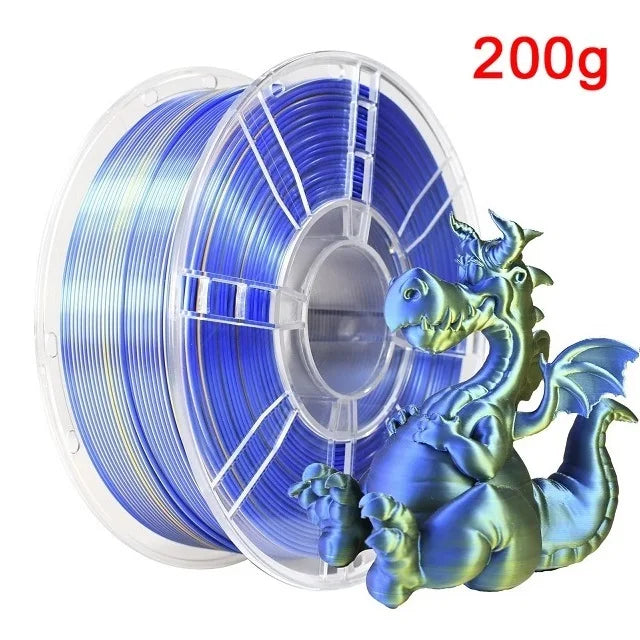 200G Dual Color Filament Silk PLA 1.75mm FDM 3D Printer Plastic Material Shiny Filament PLA Multicolor Black Red Blue Gold Elk-Valley 3D