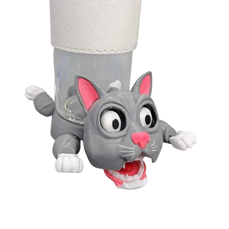 Creative 3D Printed Cat Coaster Funny Panicked Cat Cup Pad Tea Mug Coffee Drinks Holder Office Desktop Home Decoration Ornament Elk-Valley 3D