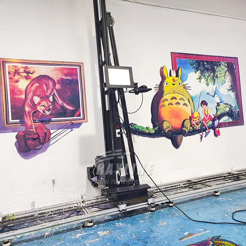 3D Wall Printing Machine Direct to Wall Mural CMYKW  5 Colors UV Ink Wall Printer Double print heads