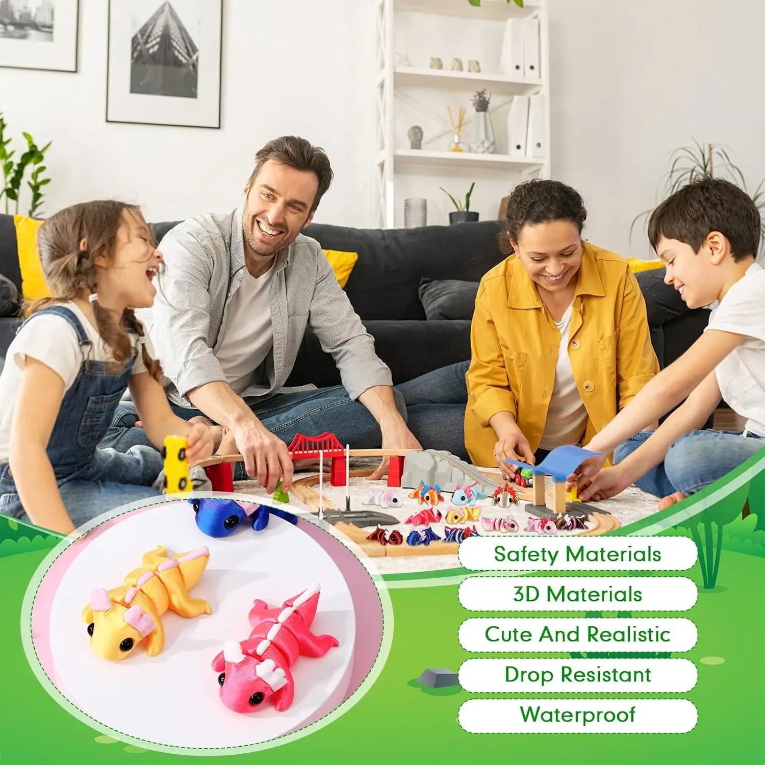3D Printed Fidget Toy 3D Printed Axolotl Small Animal Toy Flexible Cute Articulating Pet Stress Relief Fidget Toys for Play Elk-Valley 3D