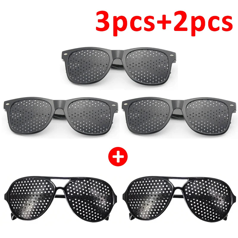 1-5PCS Anti-myopia Astigmatism Glasses With Holes Vision Correction Fatigue Pin Hole Glasses For Men Women Eyesight Improvement Elk-Valley 3D