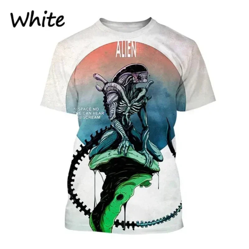 Fashion Men Clothing New Alien Creature 3D Print T-shirt Personalized Casual Oversized T Shirt Harajuku Street Unisex Tops Tees Elk-Valley 3D