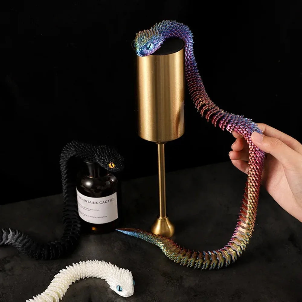 3D Printed Snake Multi-Joint Rotatable Stereoscopic Snake Office Desktop Ornament Home Decor Animal Model Figurine Car Decor Elk-Valley 3D