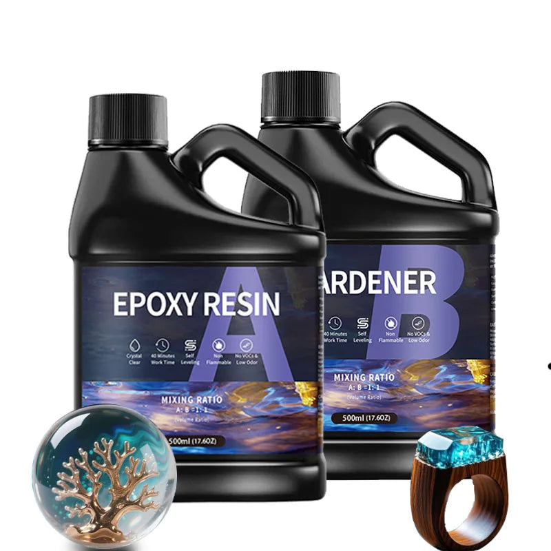 1:1 AB Epoxy Resin Glue Kits 500/1000ml High Adhesive Hardener Crystal Glue Set For DIY Resin Mold Jewelry Making Supplies Elk-Valley 3D