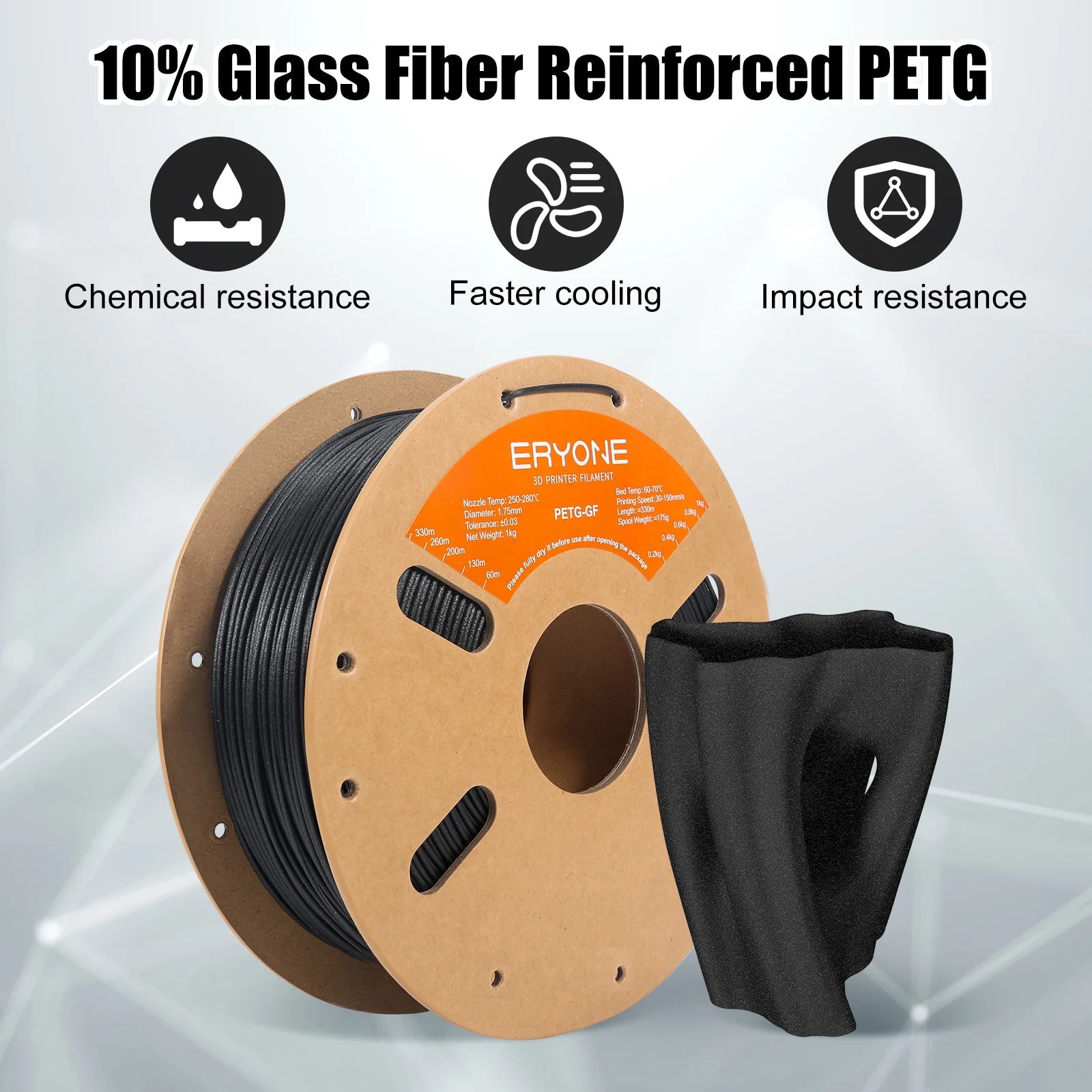 ERYONE 1/5KG  PETG Glass Fiber Filament 1.75mm +/- 0.03mm, 3D Printing Filament PETG GF, 1kg (2.2 LBS)/Spool Elk-Valley 3D