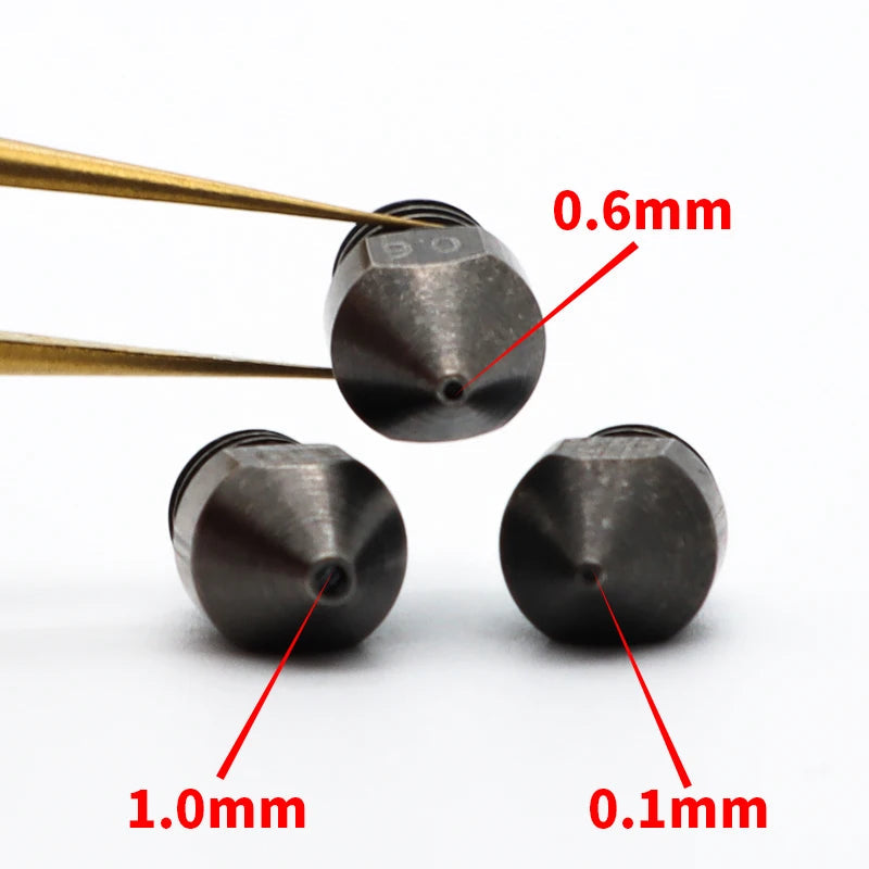 3D Printer Parts MK8 Nozzle 0.2mm-1.0mm For 1.75MM Supplies CR10 CR10S Ender-3 Hardened Steel Extruder Head 3D Printer Nozzle Elk-Valley 3D