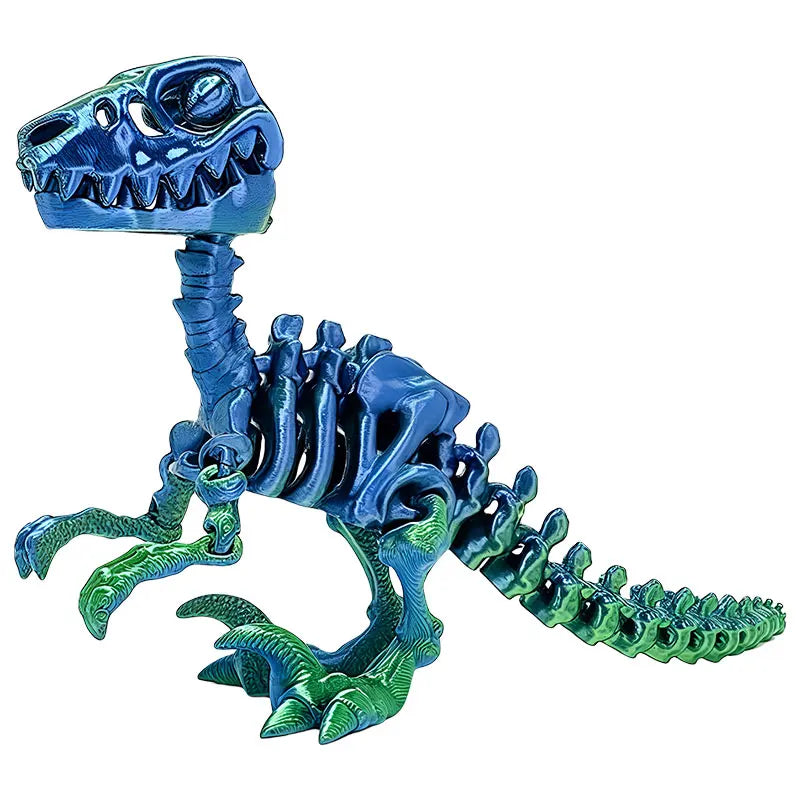 Mini 3D Printed Dinosaur Skeleton Model Movable Joints Velociraptor Decor Office Desk Ornament Kids Gift Home Decoration Elk-Valley 3D
