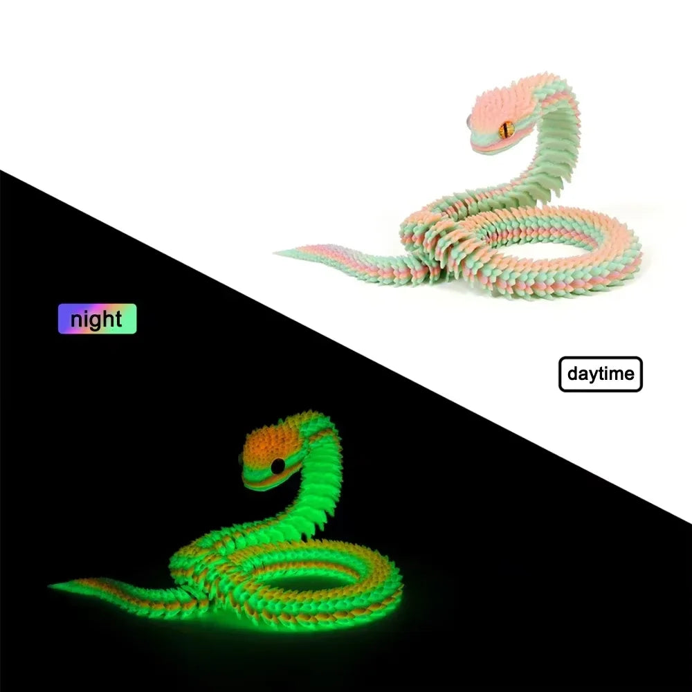 30/40cm 3D Printed Snake Toys Funny Rotatable Articulated Printed Snake Craft Ornament Simulation Animal Home Desktop Ornament Elk-Valley 3D
