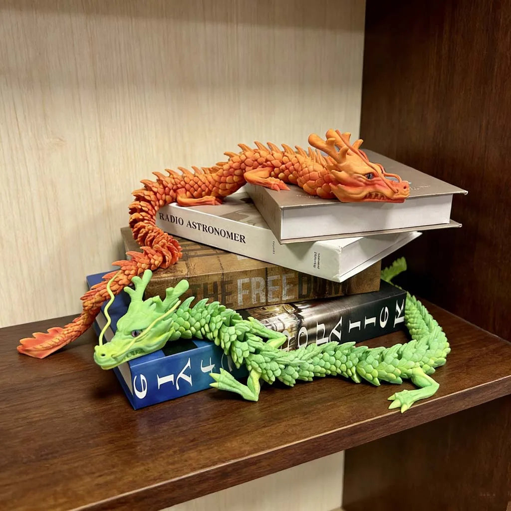 3D Printed Chinese Dragon Statue, Flexible 3D Printed Animal, Couple, Lover, Gift, 30cm/11.81 Inches, 60cm/23.62 Inches Elk-Valley 3D