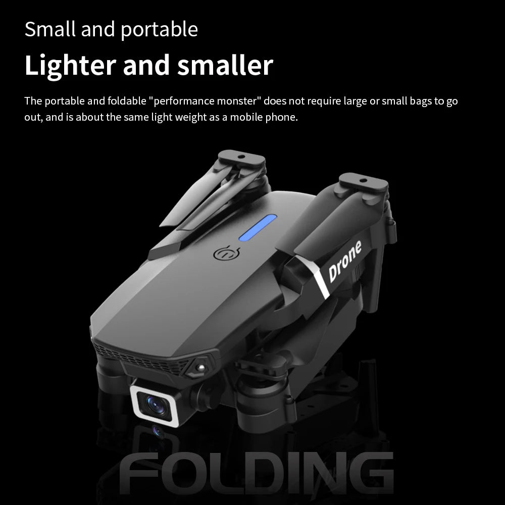 E88 Mini Drone Profesional 180° Electric Adjustable Obstacle Avoidance Bushless Uav 15000M Quadcopter toy Elk-Valley 3D