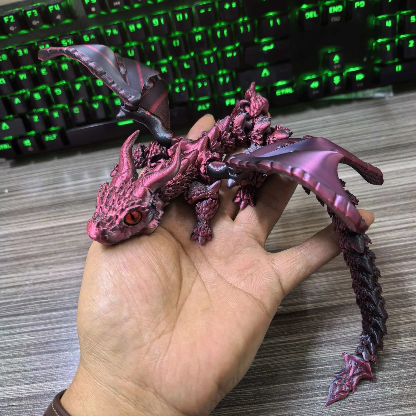 22-30CM 3D Printed Simulated Eyes Flying Dragon Baby Ornaments Joints Can Move Dragon Rockery Fish Tank Landscaping Decoration Elk-Valley 3D