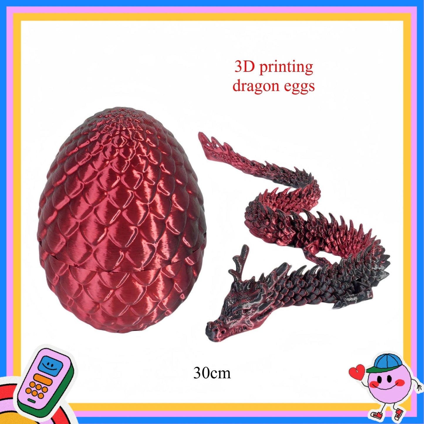 3D Printed Dragon Eggs, Containing Little Dragons, Easter 3D Movable Eggs, Stress-Relieving Toys, Surprise Printed Animal Toys Elk-Valley 3D
