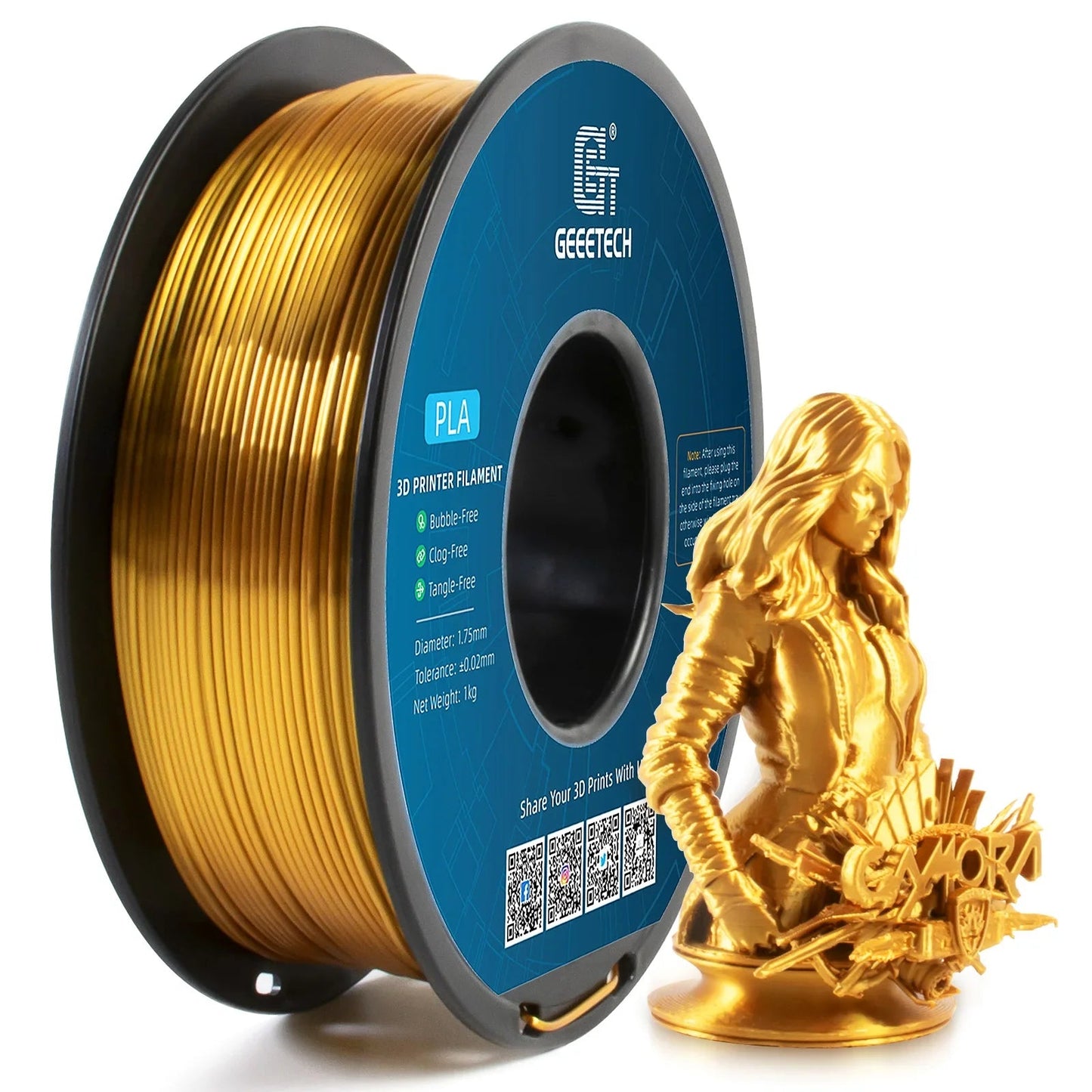 Geeetech 3d printer Filament PLA PETG Plastic 1kg 1.75mm,Tangle-Free, 3d printing wire materials, black, white, vacuum packaging Elk-Valley 3D